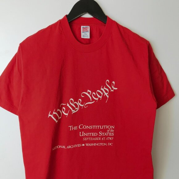 Vintage 80s Large Red Soffe Single Stitch USA T-Shirt We The People Unisex Fit - Picture 11 of 14